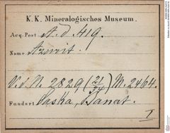 Etiketten zu Azurit (NHMW-MIN-Ad419)